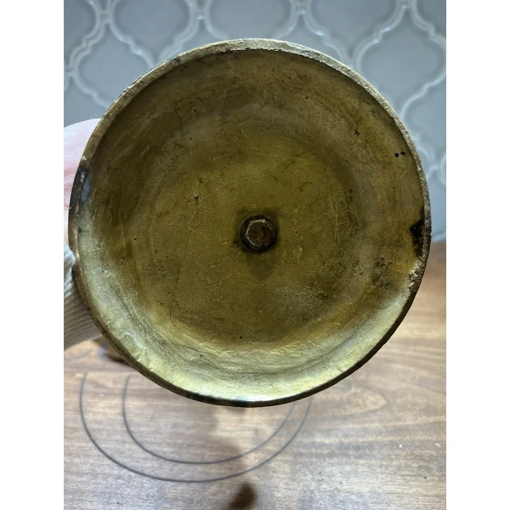 Solid Brass Eagle Perched On Ball Very Heavy About 5 Pounds Great Patina Vintage
